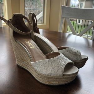 White crochet wedge